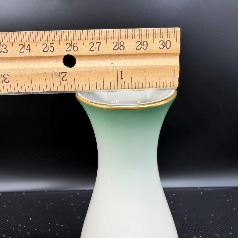 Rosenthal Kronach Germany Chrysopras Porcelain Vase Green Ombre Gold‎ Trim 7inch